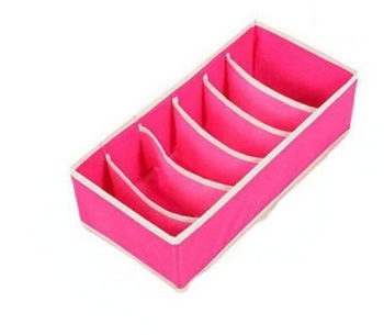 Cutie De Depozitare Flippy Pentru Lenjerie Sosete Si Sutiene Material Textil 6 Compartimente 32 x 16 x 10 cm Culoare Roz 