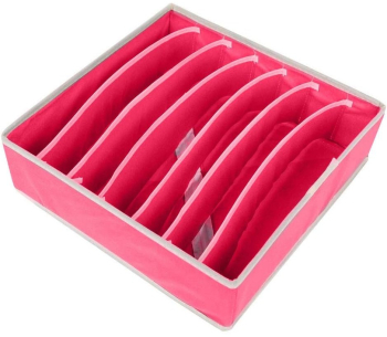 Cutie De Depozitare Flippy Pentru Lenjerie Sosete Si Sutiene Material Textil 7 Compartimente 32 x 32 x 10 cm Culoare Roz 