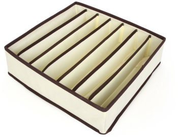 Cutie De Depozitare Flippy Pentru Lenjerie Sosete Si Sutiene Material Textil 7 Compartimente 32 x 32 x 10 cm Culoare Bej 