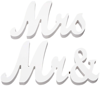Decor pentru Masa Flippy Model Mr&Mrs Tematica Nunta 10x20 cm Alb 