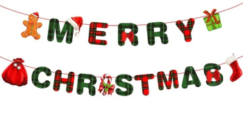 Decoratiune de Craciun Flippy Tip Banner pentru Usa sau Perete Litere 12 x 13 cm Multicolor 18 Piese Sfoara Inclusa Merry Christmas 