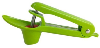 Dispozitiv de Scos Samburi Flippy Manual cu 1 Gaura pentru Cirese/Masline 20.5 x 3.8 x 13 cm din ABS+Otel Inoxidabil cu Maner Verde 