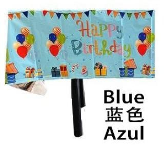 Fata de masa din folie cu Happy birthday albastra+137183cm 