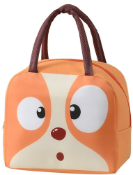 Geanta Frigorifica Flippy cu Desene Animat Portabila pentru Copii de Pranz din Panza Oxford 22x14x19 cm Model Catelus Maro 