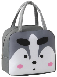 Geanta Frigorifica Flippy cu Desene Animat Portabila pentru Copii de Pranz din Panza Oxford 22x14x19 cm Model Vulpe Gri 