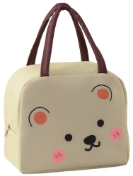 Geanta Frigorifica Flippy cu Desene Animat Portabila pentru Copii de Pranz din Panza Oxford 22x14x19 cm Model Ursulet Bej