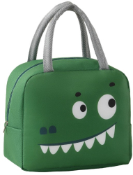 Geanta Frigorifica Flippy cu Desene Animat Portabila pentru Copii de Pranz din Panza Oxford 22x14x19 cm Model Crocodil Verde 