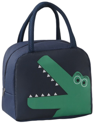 Geanta Frigorifica Flippy cu Desene Animat Portabila pentru Copii de Pranz din Panza Oxford 22x14x19 cm Model Dinozaur Albastru 