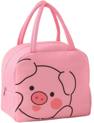Geanta Frigorifica Flippy cu Desene Animat Portabila pentru Copii de Pranz din Panza Oxford 22x14x19 cm Model Purcelus Roz 
