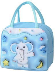 Geanta Frigorifica Flippy cu Desene Animate 3D Portabila pentru Copii de Pranz din Panza Oxford 23x13x19 cm Model Elefantel Albastru 
