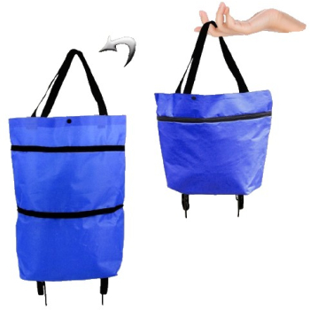 Geanta Pliabila Flippy 2 in 1 Carucior cu Roti pentru Cumparaturi 19 l Albastru Plastic 39 x 46 x 12 cm 