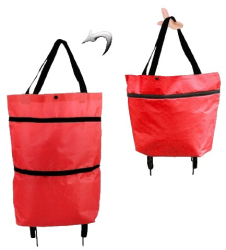 Geanta Pliabila Flippy 2 in 1 Carucior cu Roti pentru Cumparaturi 19 l Rosu Plastic 39 x 46 x 12 cm 