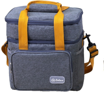 Geanta Termica Flippy 2 Compartimente Separate Multifunctionala Impermeabila Manere si Curea de Umar 25.5x18x30 cm Gri 