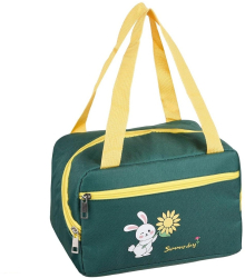 Geanta Termo-Izolanta Flippy Compartimente Telefon si Tacamuri Multifunctionala Impermeabila 30x21x20 cm Design Iepuras Verde 