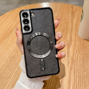 Husa de Protectie 2 in 1 Flippy pentru Samsung Galaxy S23+ Glitter Chrome Magsafe din TPU Magnetica cu Protectie Lentila Negru 