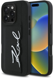 Husa iPhone 16 Pro - Karl Lagerfeld Hardcase Leather Cardslot KLHCP16LPGPVKSK - Metal Signature 