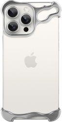 Husa Metalica Compatibila cu iPhone 16 Pro Flippy Protectie pentru Colturile Telefonului si Camera Aliaj Antisoc Antizgariere Argintiu 