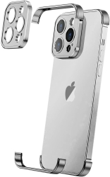 Husa Metalica Edgeless Compatibila cu iPhone 16 Plus Flippy Protectie pentru Colturi si Camera Aliaj Aluminiu Antisoc Antizgariere Arg 