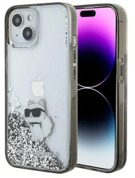 Husa pentru iPhone 15 - Karl Lagerfeld Hardcase Liquid Glitter KLHCP15SLKCNSK - Transparent Choupette