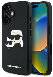 Husa pentru iPhone 16 - Karl Lagerfeld 3D Design KLHCP16SRBCKCHLK - Rubber Karl&Choupette 
