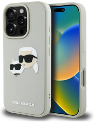 Husa pentru iPhone 16 Pro Max - Karl Lagerfeld 3D Design KLHCP16XRBCKCHLE - Beige Rubber Karl&Choupette 