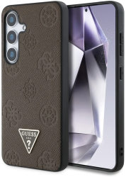 Husa pentru Samsung Galaxy S25 - Guess Peony Grained Hot Stamp Triangle Logo MagSafe GUHMS25SPGBTMW - Brown 