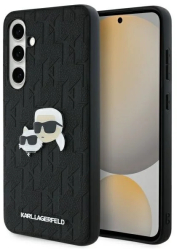 Husa Samsung Galaxy S24 FE - Karl Lagerfeld Hardcase Leather KLHCS24FEPGKLKCPK - Monogram Karl&Chaoupette Head Pin 