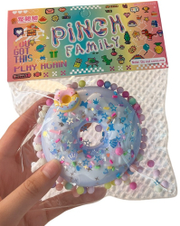 Jucarie Antistres Squishy Flippy cu Revenire Lenta Model Gogoasa 6x6 cm 99g Ambalaj Transparent Albastru 