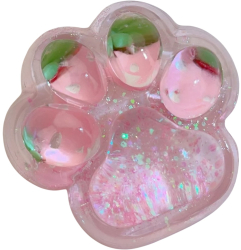 Jucarie Antistres Squishy Flippy cu Revenire Lenta Model Labuta de Pisica cu Sclipici 6.5x6 cm 60g Ambalaj Transparent Roz