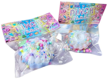 Jucarie Antistres Squishy Flippy cu Revenire Lenta Model Prajitura 8x8 cm 90g Ambalaj Transparent Multicolor 