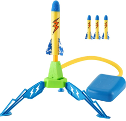 Jucarie pentru Copii Flippy Lansator de Rachete cu Piciorul un Singur Lansator 3 Rachete cu Lumini 40.5 cm Inaltime Multicolor 