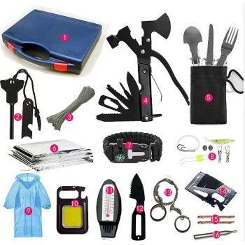 Kit Supravietuire Multifunctional Flippy Instrumente Profesionale Sub Forma de Trusa pentru Camping Drumetii si Aventuri in Aer Liber A 