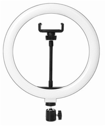 Lampa Circulara RingLight Flippy din ABS 120 LED-uri 3 Culori de Lumina 3 Trepte de Intensitate Rotire 360 26 cm Diametru Negru 