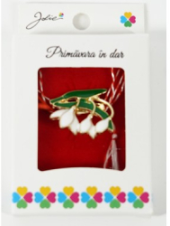 Martisor Brosa Mica in Cutie Dimensiune Brosa 2.5-3 cm Material Metal Model 3 Ghiocei 