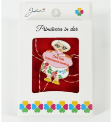 Martisor Brosa Mica in Cutie Dimensiune Brosa 2.5-3 cm Material Metal Model Cea Mai inteleapta Bunica 