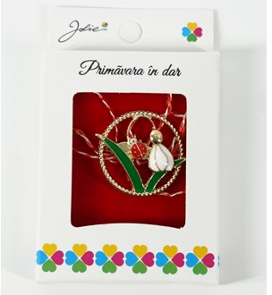 Martisor Brosa Mica in Cutie Dimensiune Brosa 2.5-3 cm Material Metal Model Cerc cu Ghiocel 