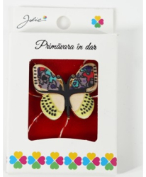 Martisor Brosa Mica in Cutie Dimensiune Brosa 2.5-3 cm Material Metal Model Fluture Colorat 