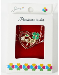 Martisor Brosa Mica in Cutie Dimensiune Brosa 2.5-3 cm Material Metal Model Inima cu Ghiocei 