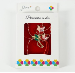 Martisor Brosa Mica in Cutie Dimensiune Brosa 2.5-3 cm Material Metal Model Lalele Traditionale 