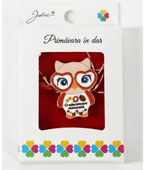 Martisor Brosa Mica in Cutie Dimensiune Brosa 2.5-3 cm Material Metal Model O educatoare minunata 