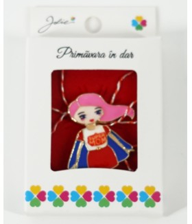 Martisor Brosa Mica in Cutie Dimensiune Brosa 2.5-3 cm Material Metal Model Super Mama 