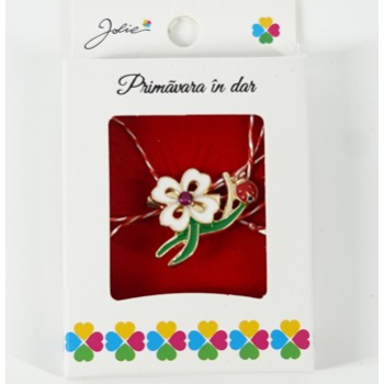 Martisor Brosa Mica in Cutie Dimensiune Brosa 2.5-3 cm Material Metal Model Trifoi alb 
