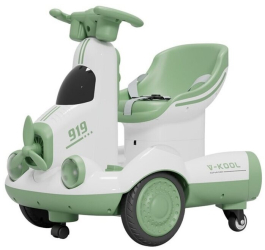 Masinuta Electrica Flippy pe 4 Roti cu Telecomanda Lumini Led si Muzica +2 ani Inaltime Reglabila Verde 