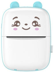 Mini Imprimanta Foto Portabila Flippy Incarcare USB Bluetooth Model Ursulet 12 x 9 x 5 cm Alb Albastru 