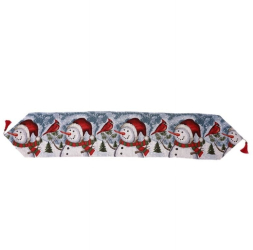 Napron Decorativ pentru Masa Flippy Model Oameni de Zapada Tematica Craciun 35 x 180 cm Rosu/Verde 