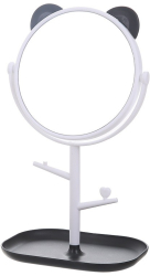 Oglina Cosmetica cu Picior Flippy HD Rotire 360 Grade 15 cm Diametru Suport Bijuterii Baza + Brate Model cu Urechi 30 x 16.5 x 15 cm 
