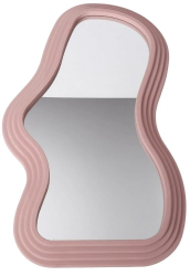 Oglinda de Perete Flippy Decorativa pentru Baie Dormitor Sufragerie Model Minimalist Forma Asimetrica 40.3x26 cm Roz 