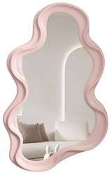 Oglinda de Perete Flippy Decorativa pentru Baie Dormitor Sufragerie Model Minimalist in Forma de Nor 41x26 cm Roz