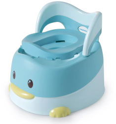 Olita pentru Copii Flippy +6 luni Detasabila cu Capac Antiderapanta din Plastic Colac Moale Model Ratusca 38x32x30 cm Albastru 