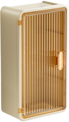 Organizator Cosmetice Flippy Montare pe Perete fara Perforare 36.5x10.9x20 cm din PP si ABS Bej Usa Transparenta 